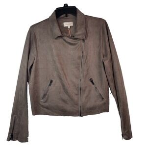 Skies Are Blue Moto Jacket Women's Size M Suede Like Microfiber Soft NWT